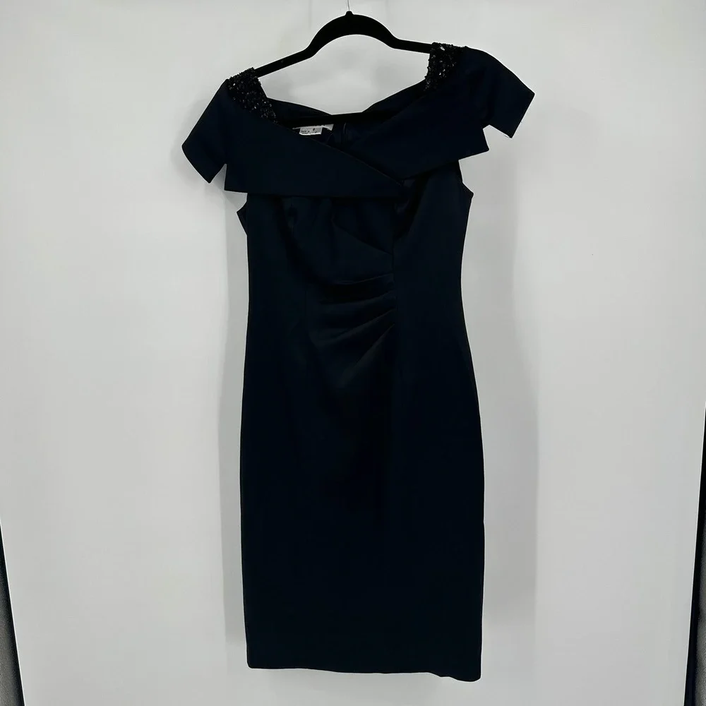 Kay Unger Old Money Evening Dress Size 2 LBD Gala Quiet Luxury Minimalist Black